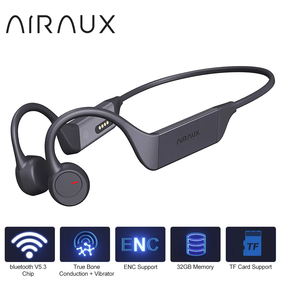 AIRAUX AA-BTS7 Waterproof True Bone Conduction Earphone bluetooth 5.3 Headphone Flexible Magnetic ENC Support Headset With Mic