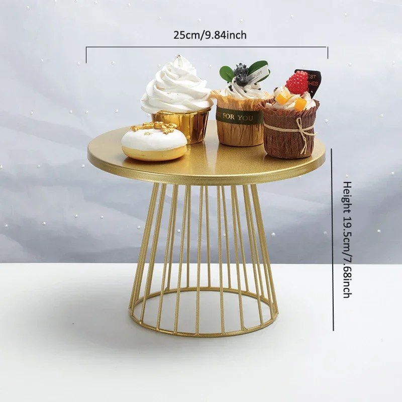 20/25cm Metal Cake Stand Wedding Gold Dessert Display Plate Birthday Party Events Decoration Food Cupcake Stands Cakes Tray