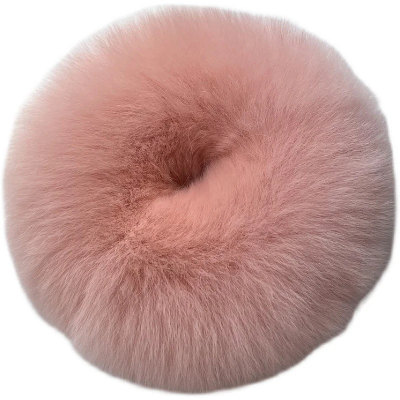 Women Cute Rabbit Fur Headband Korean Fashion Elastic Hair Rubber Band Plush Ponytail Holder Hair Ties Winter Fluffy Scrunchies