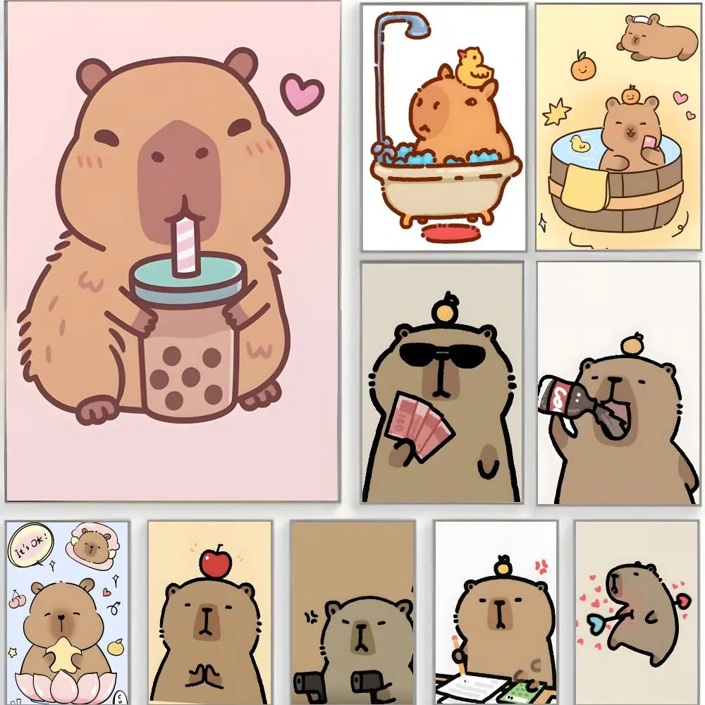 Cute Capybara Poster Classic Wall Art  Home Decor  Peel and Stick Unframed