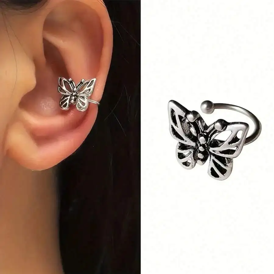 Sin perforaciones? ¡No hay problema! Estos Clips para Orejas con Forma de Mariposa Hueca Son Tantáculosmente Vintage y Elegantes. Esta joyería para mujeres es hipoalergénica y no tóxica.