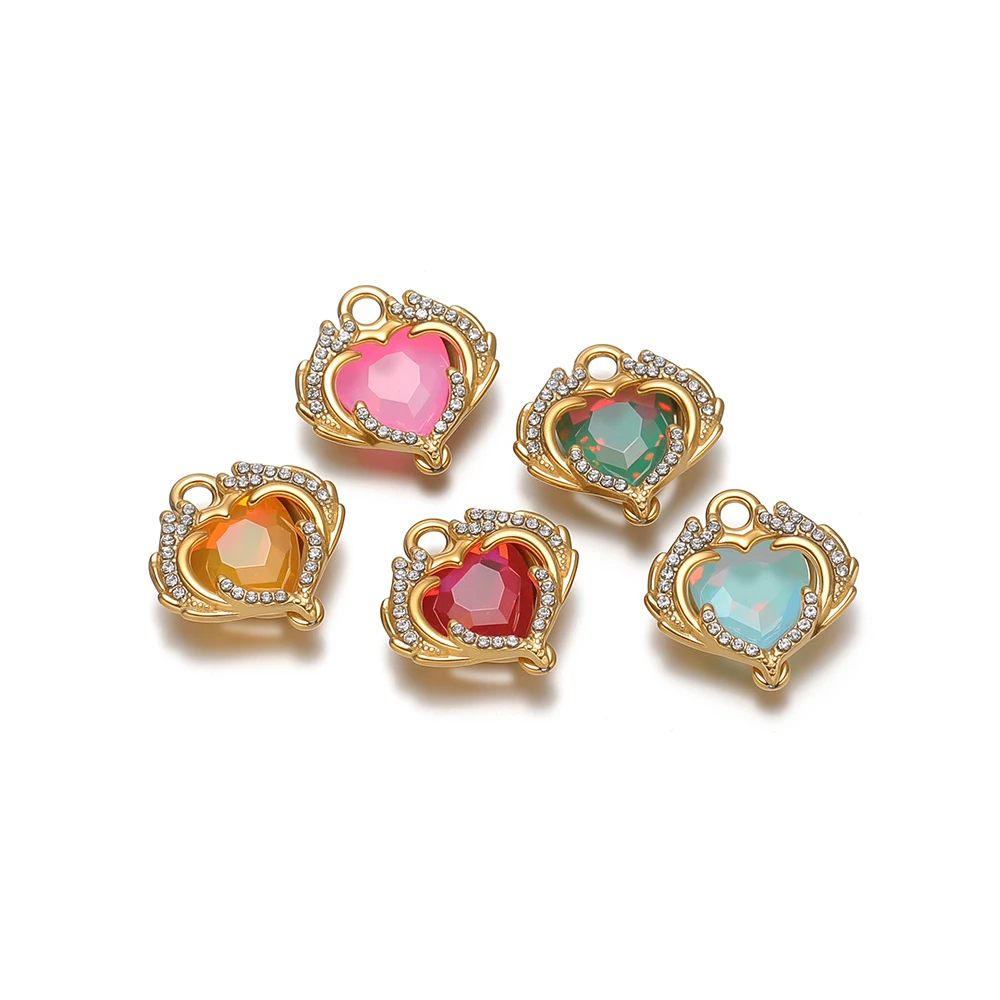 3Pcs Gold Plated Stainless Steel Two-In-One Hollow CZ Heart Charms for DIY Necklaces Jewelry Making Earrings Findings Bracelets
