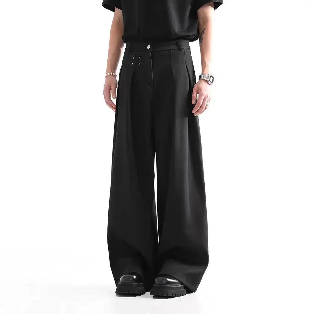 2025American Style Casual Black Pants Men's Loose Drapey Spring Autumn Leisure Professional Suit Long Trousers Home Beauty
