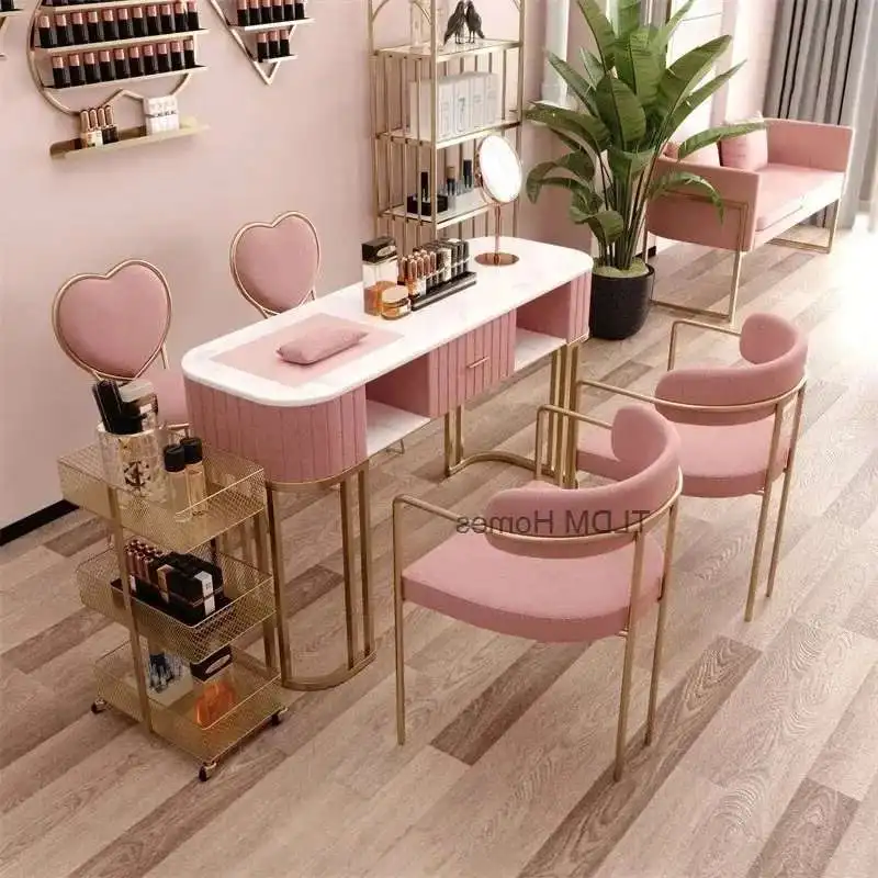 الحديثة طاولة مانيكير وكرسي مجموعة الحد الأدنى صالون الأثاث الفاخرة صالون تجميل طاولات الأظافر مكتب مانيكير المنزلية p