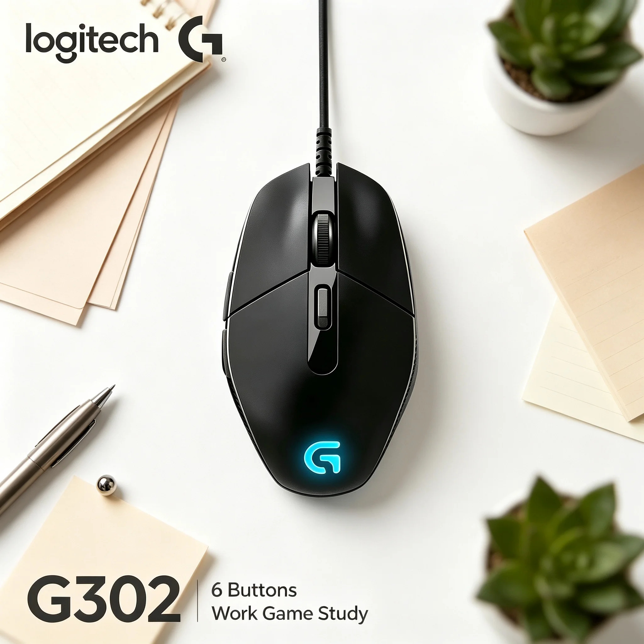 Logitech G302 Gaming Mouse Wired Balanced Weight Distribution Daedalus Prime Mice for League of Legends PUBG Apex Legends Compet