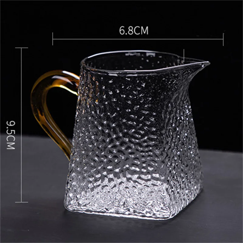 Japanese Heat Resistant Hammer Glass Teapot with Handgrip 3D Plum Glass Teacup Transparent Chahai Gongdao Cup Teaware