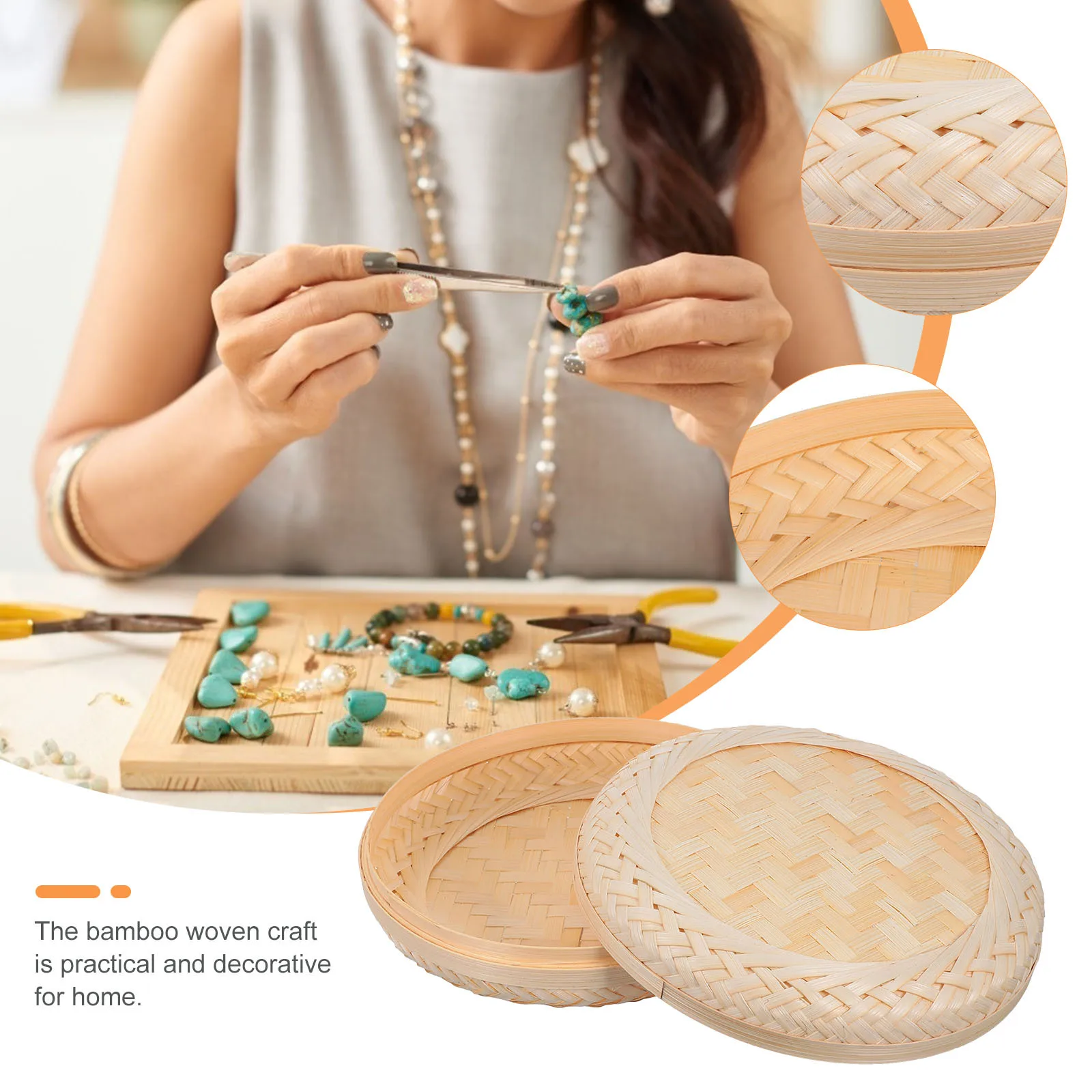 

1Pcs Bamboo Woven Storage Box Exquisite Gift Packing Case with Lid Small Jewelry Sundries Organizer for Home Decoration