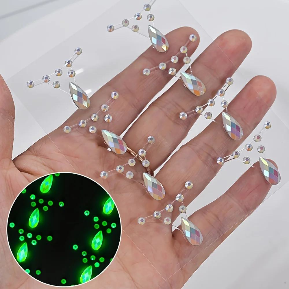 1 pedaço de diamante luminoso rosto remendo maquiagem dos olhos suporte maquiagem amor rosto acessório adequado para desempenho bola maquiagem acesso