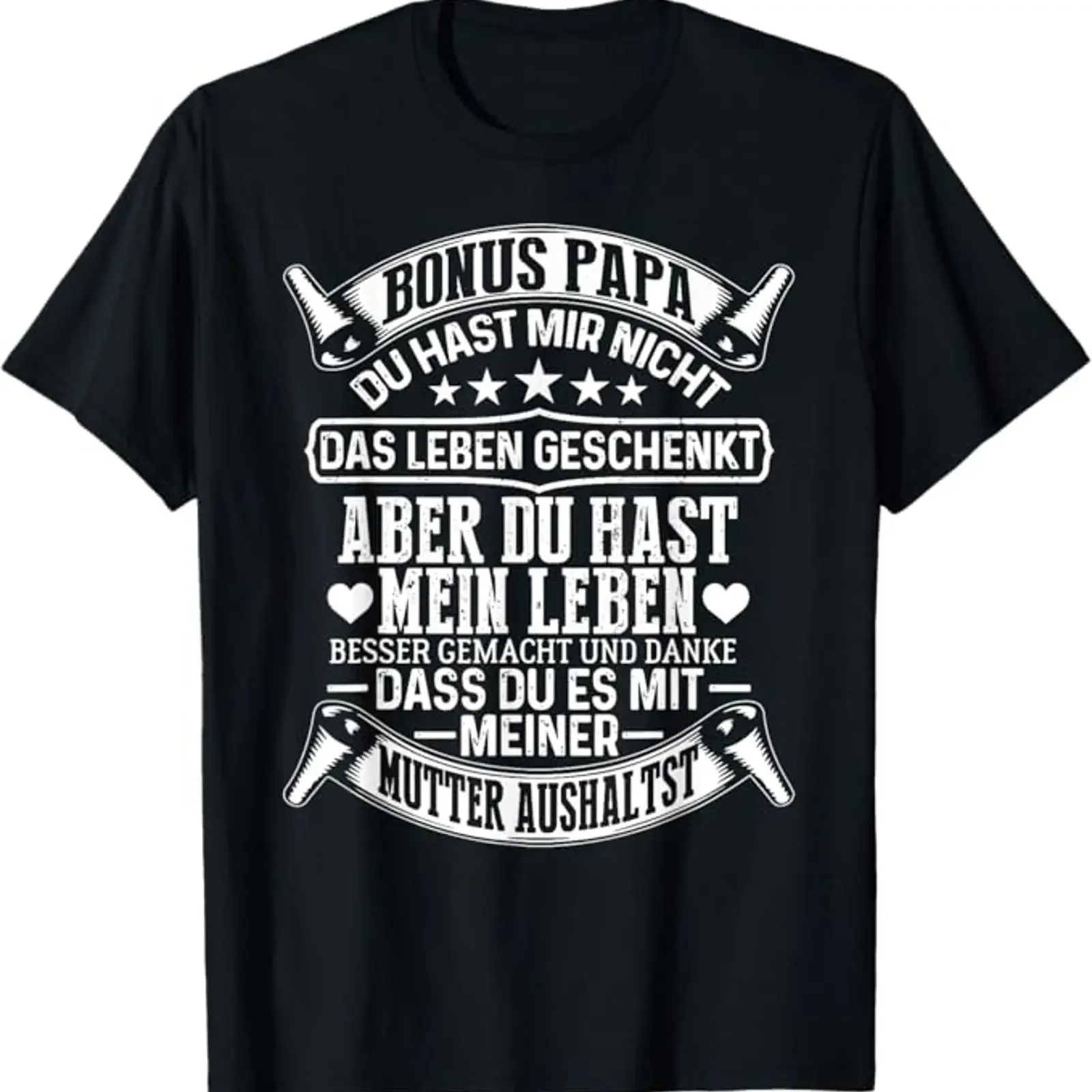 Bonus Papa Du Hast Mir Nicht Das Leben Geschenkt Aber T Shirt German Language vintage Washed fashion Comfortable Breathable