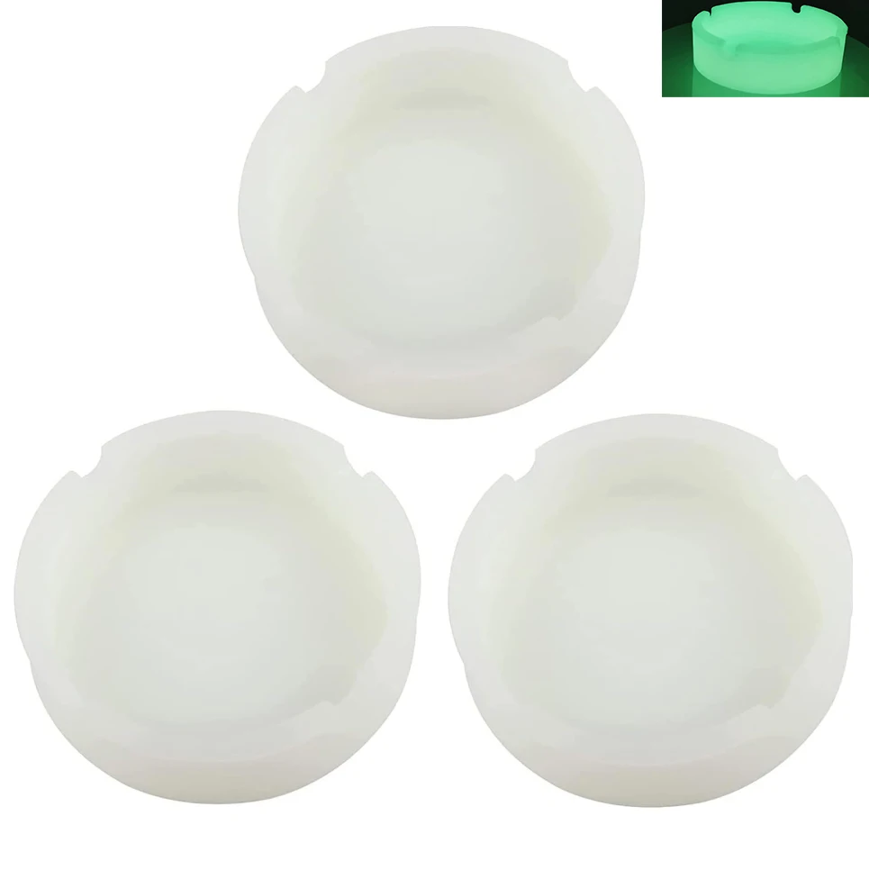 3pcs Silicone Ashtray Luminous Ash Tray, Unbreakable Small Ashtrays for Outside Patio Glow In The Dark Ashtray Home Ash Tray