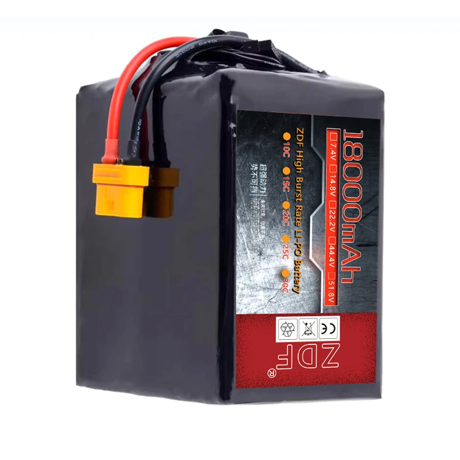 

Оригинальный Новый ZDF 51,8 V 14S 20C 18000MAH 20000MAH 30000MAH аккумулятор высокой мощности для сельскохозяйственного дрона UAV