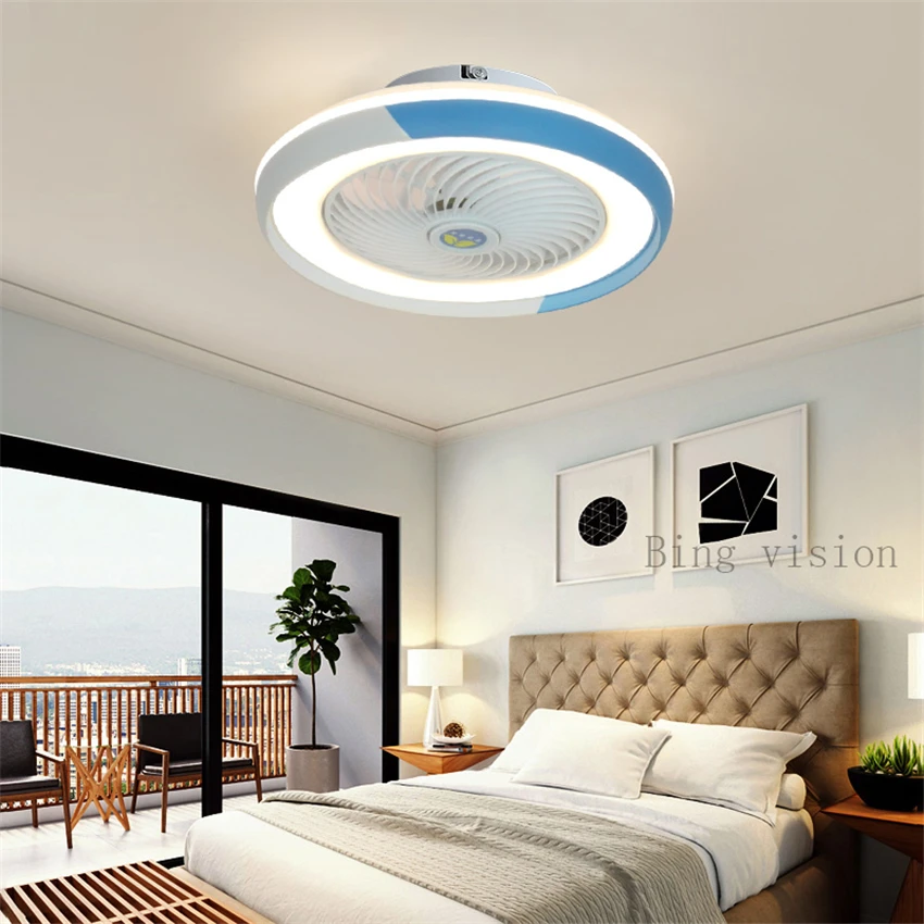 Lampara nordica de ventilador, iluminacion boveda de succion con control remoto interior, decoracion de hogar inteligente, LED