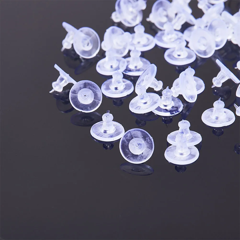 100Pcs Box Silicone Earring Backs Portable Small Safe for Sensitive Skin Easy to Carry Jewelry Accessories