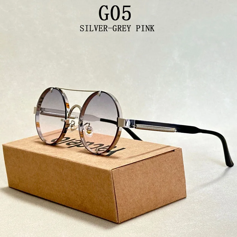 Runde Steampunk Sonnenbrille Für Männer Modische Punk Sonnenbrille Frauen Trendy Vintage Mode Gläser Retro Gafas De Sol Hombre – Detail 5