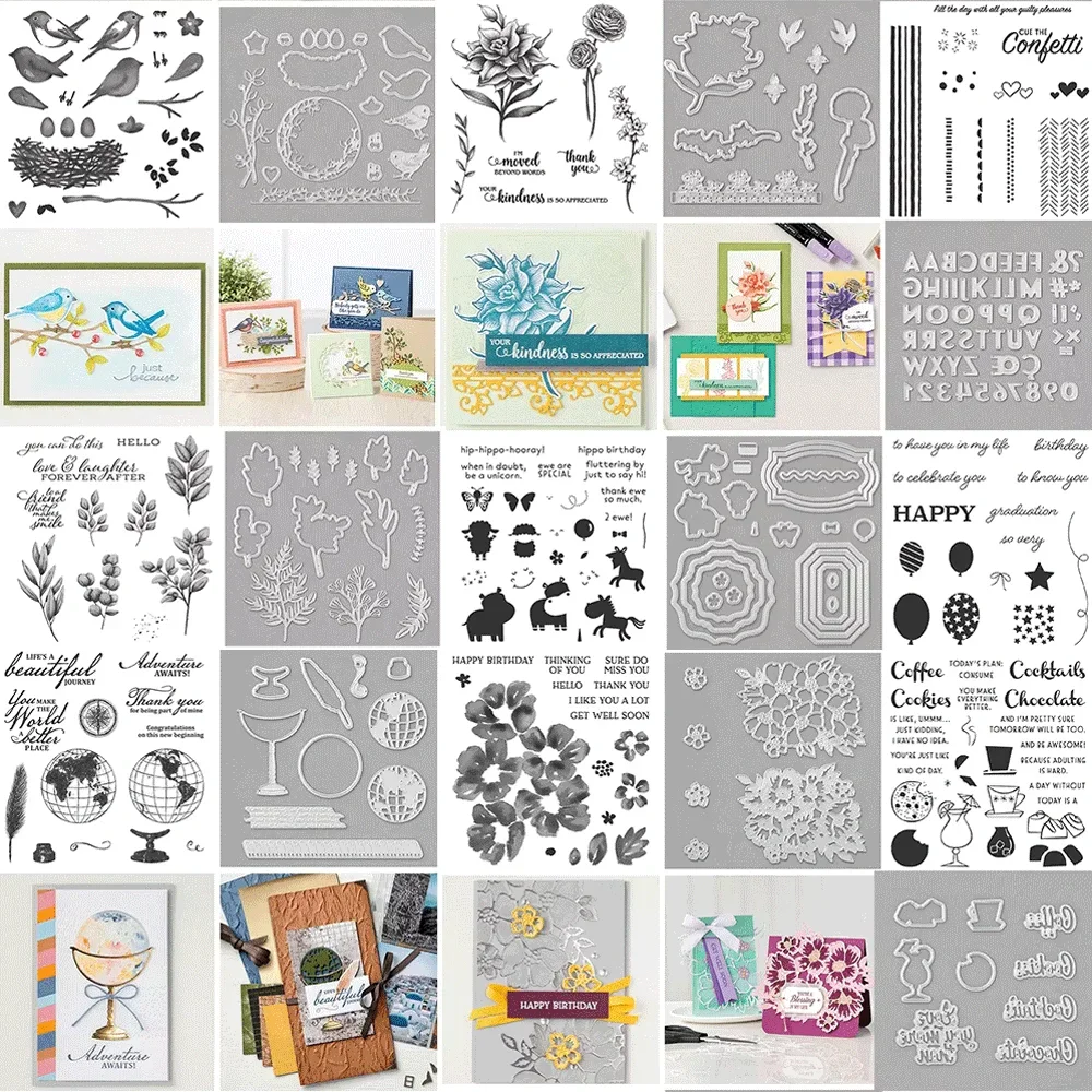 Schöne Welt, so sehr glücklich, Bündel, transparente Stempel und Metall-Stanzformen für DIY-Bastelarbeiten, Karten, Scrapbooking, Dekoration