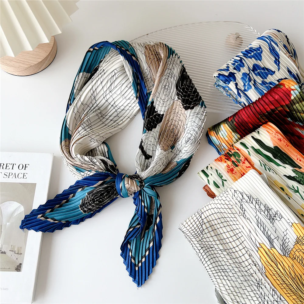 

70*70 см складной цветочный принт квадратный шарф для волос банданы повязка на голову платок для волос платок тюрбан шаль обертка