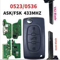 0536/0523 ASK/FSK HU83/VA2 For Peugeot 207 307 308 407 607 807 For Citroen C2 C3 C4 C5 C6 Xsara Berlingo Flip Remote Car Key
