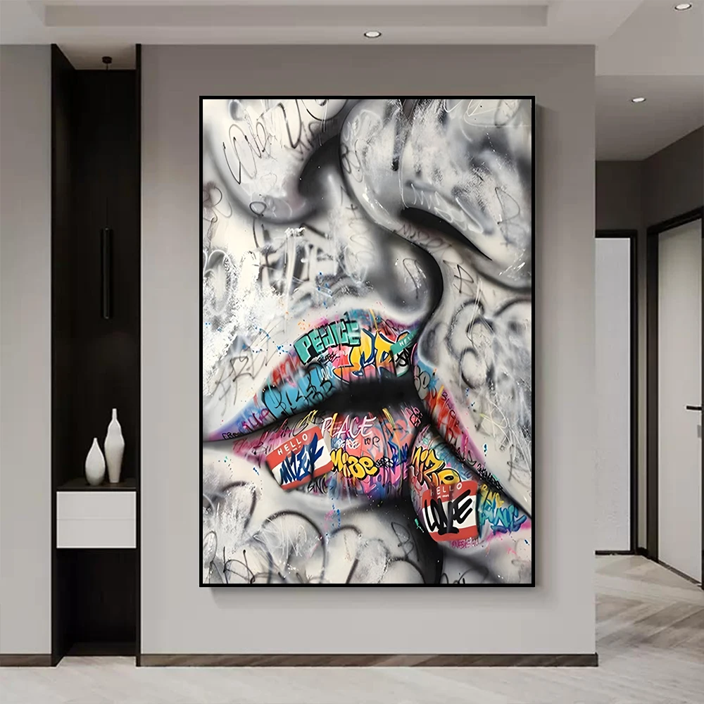 Street Graffiti Abstract Wall Art Poster Gesture Love Heart Rose Trendy Mural Modern Home Decor Canvas Painting Picture Prints