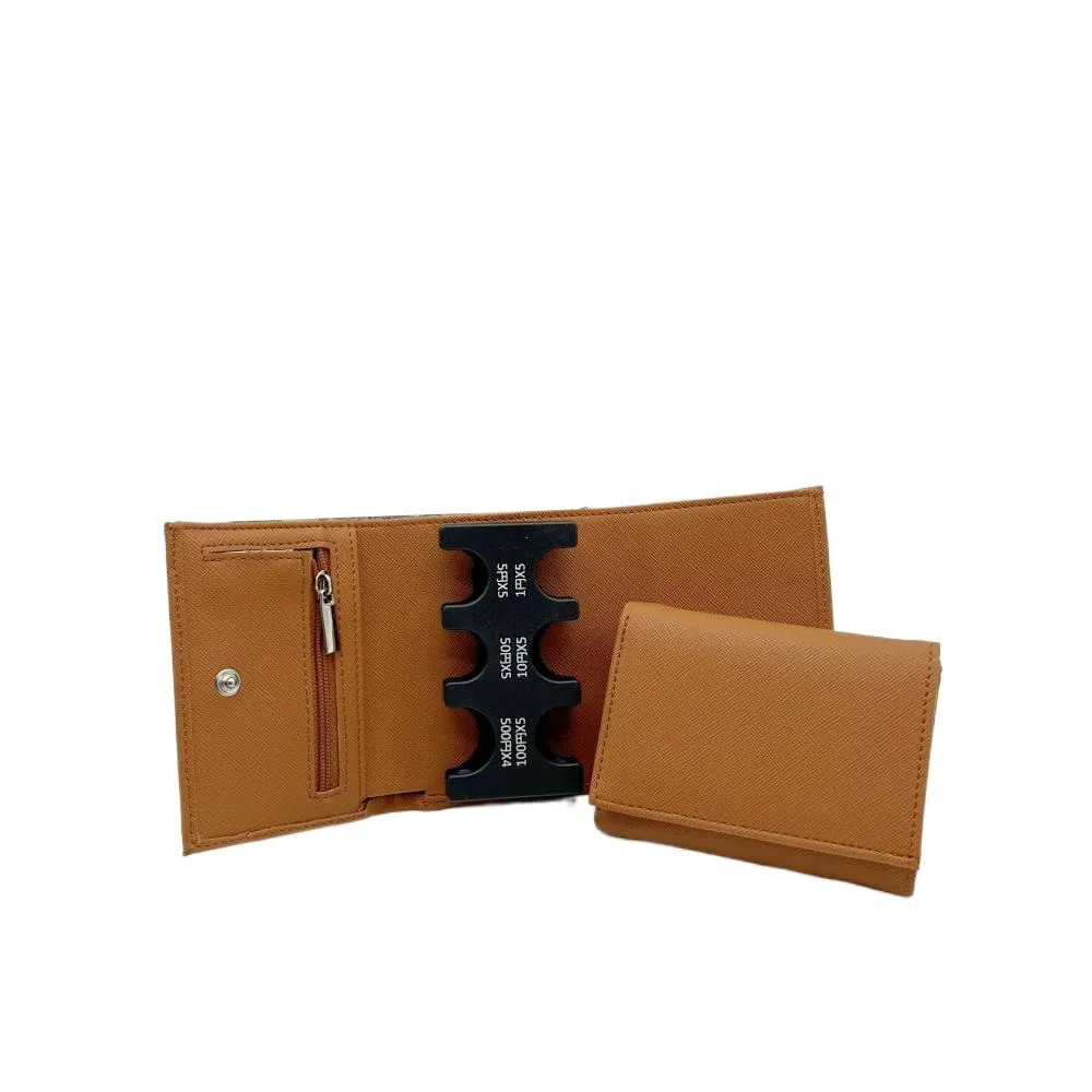 

Portable Tri-fold Coin Purse Zipper Bag with Buckle Men's Small Wallet Anti Loss Multi-functional 2-In-1 Coin Clip Organizer