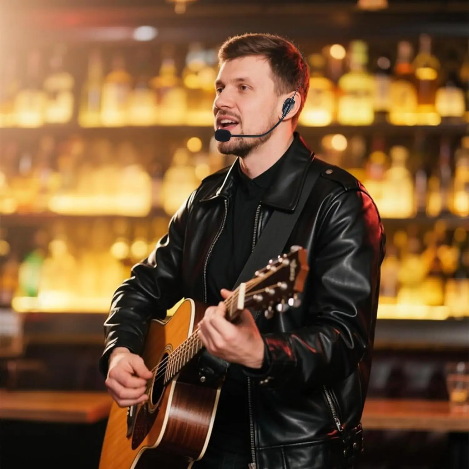 دعامة سماعة رأس للميكروفون المزيف، ملحقات أزياء روك ستار التنكرية، دعائم سماعة رأس هيبي سينجر لحفلة عيد الهالوين