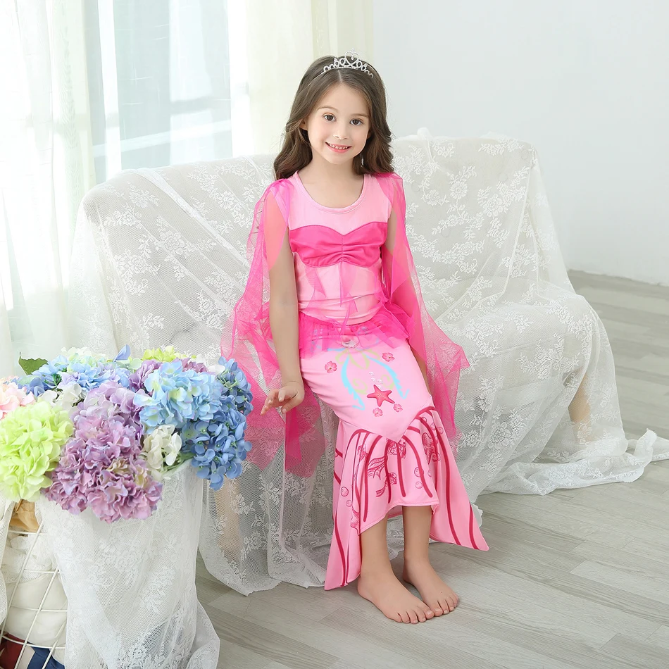 Prinzessin Party Cosplay Kleid für Mädchen die kleine Meerjungfrau Karneval Ariel Halloween Kostüm Kinder rosa Geburtstag Fantasy Roben