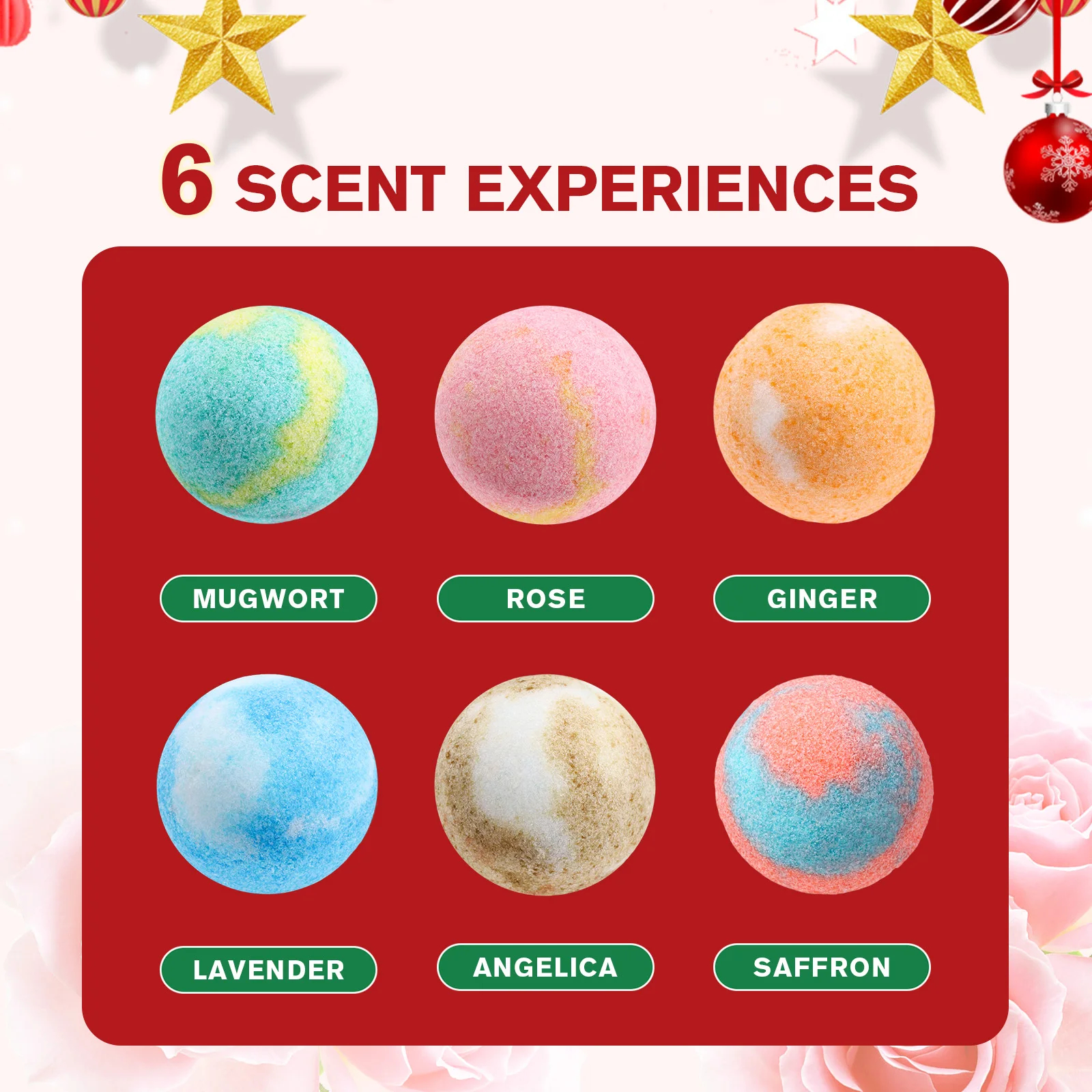 Christmas Bath Bomb Set - 12 PCS Salt Bath Ball with Essential Oils & Shea Butter, Moisturizing Foot Soak for Relaxation