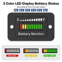 LED Battery Meter 12V 24V 36V 48V 60V 72V Battery Power Monitor Waterproof Lithium Acid Monitor Gauge for Golf Cart RV Boat Car