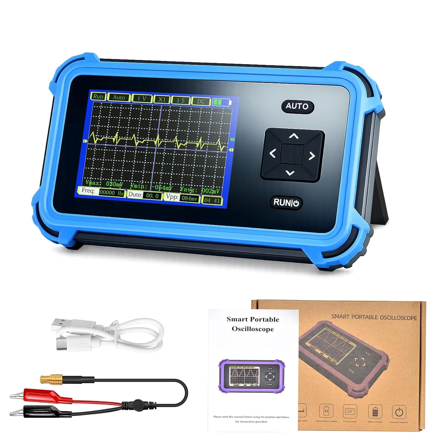 

Mini Pocket Oscilloscope,Digital Handheld Oscilloscope with 8.33 MSa/s, 1 Mhz, ±400V, Auto/Normal/Single, One-Button AUTO