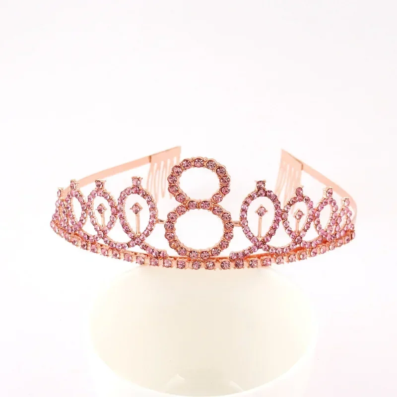 3-10th 13th 80th Birthday Crown Decorations Party Crown for Girls Women Happy Birthday Headband Wedding Headwear Hair Decor