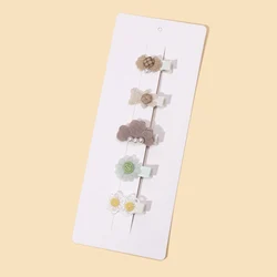 5Pcs/Set New Girls Kawaii Hairpin For Kids Sweet Bear Gauze Flowers Girls Hair Clip Children Barrettes Fashion Hair Accessories