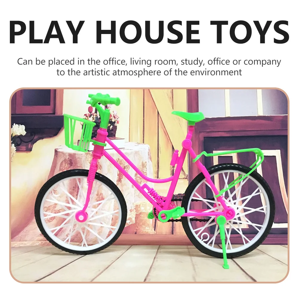 

Girls Bike Simulated Large Bicycle Mini House Decoration Miniature Plaything Model Baby Garden Kids Playing Prop DIY