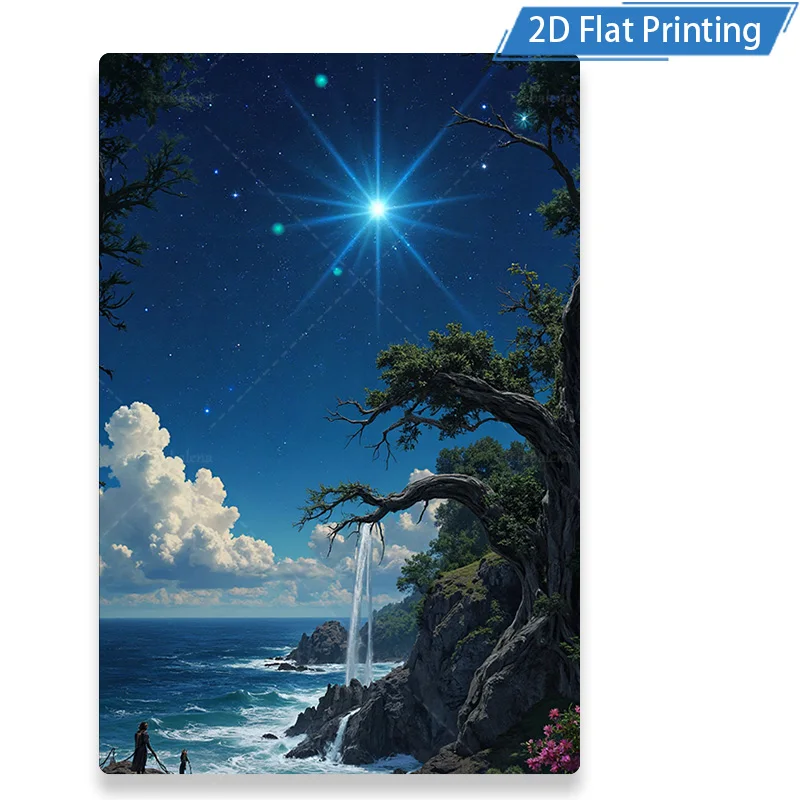 1pc 벽 태피스트리 별이 빛나는 밤 바다 전망 태피스트리 - 해안 풍경 벽걸이 예술