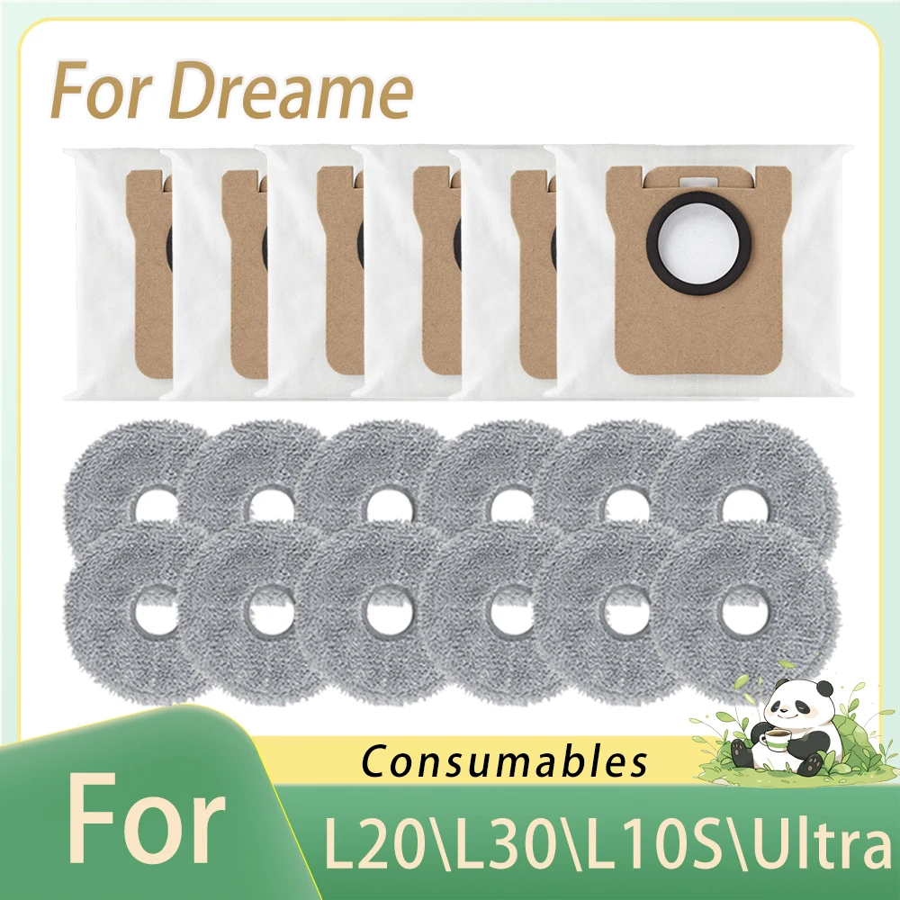 Bags For Dreame L20\L30 Ultra\L10\L10s Ultra Parts Replacement Consumables Vacuum Dust Bag Mop Pad Vacuum Cleaner Accessories