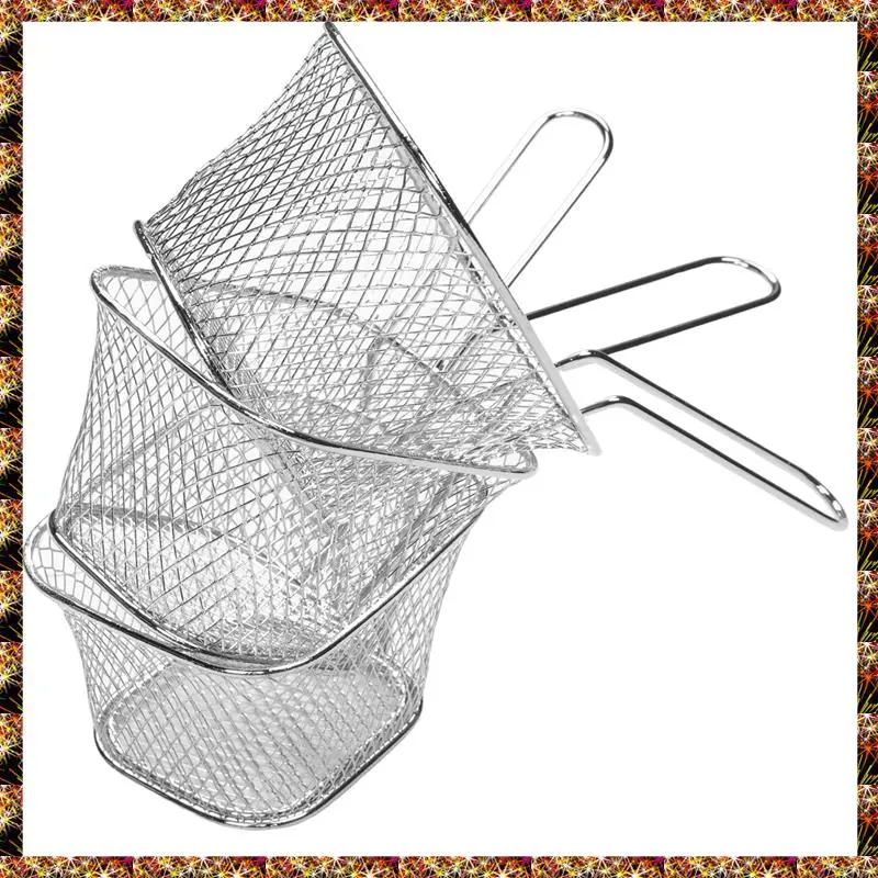 BTCL Fry Basket French Fry Holder Chip Mini Basket Food Baskets For Serving Reusable Fries Holder Deep Fryer For Home