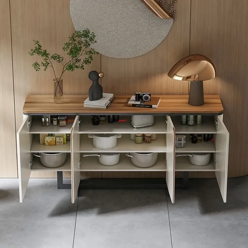 Italian Light Luxury Dining Side Cabinet Multi Layer Wall Mounted Storage with Adjustable Shelves for Living Room and Dining