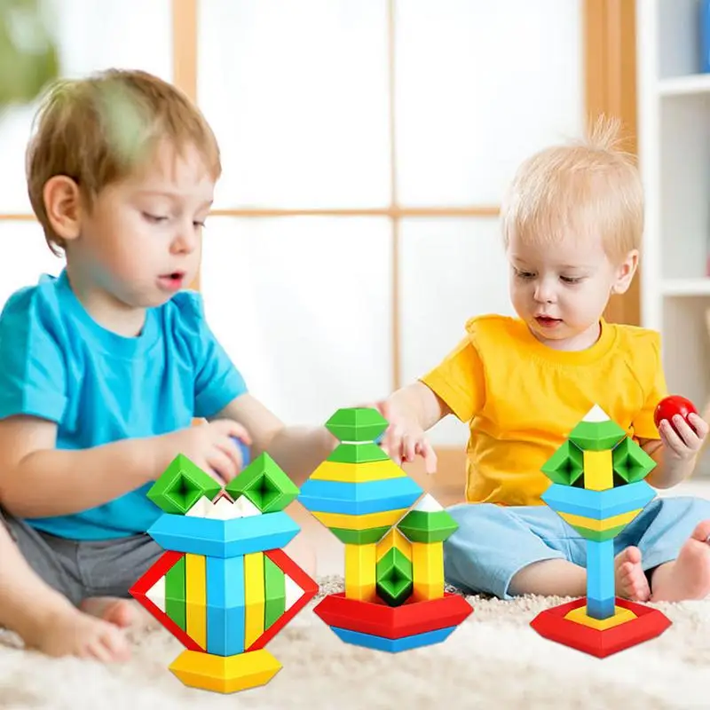 

Building Block Sets Stacking Fun Preschool Classroom Must-Haves 45 PCS Develop Fine Motor Skills Bright Colors Montessori