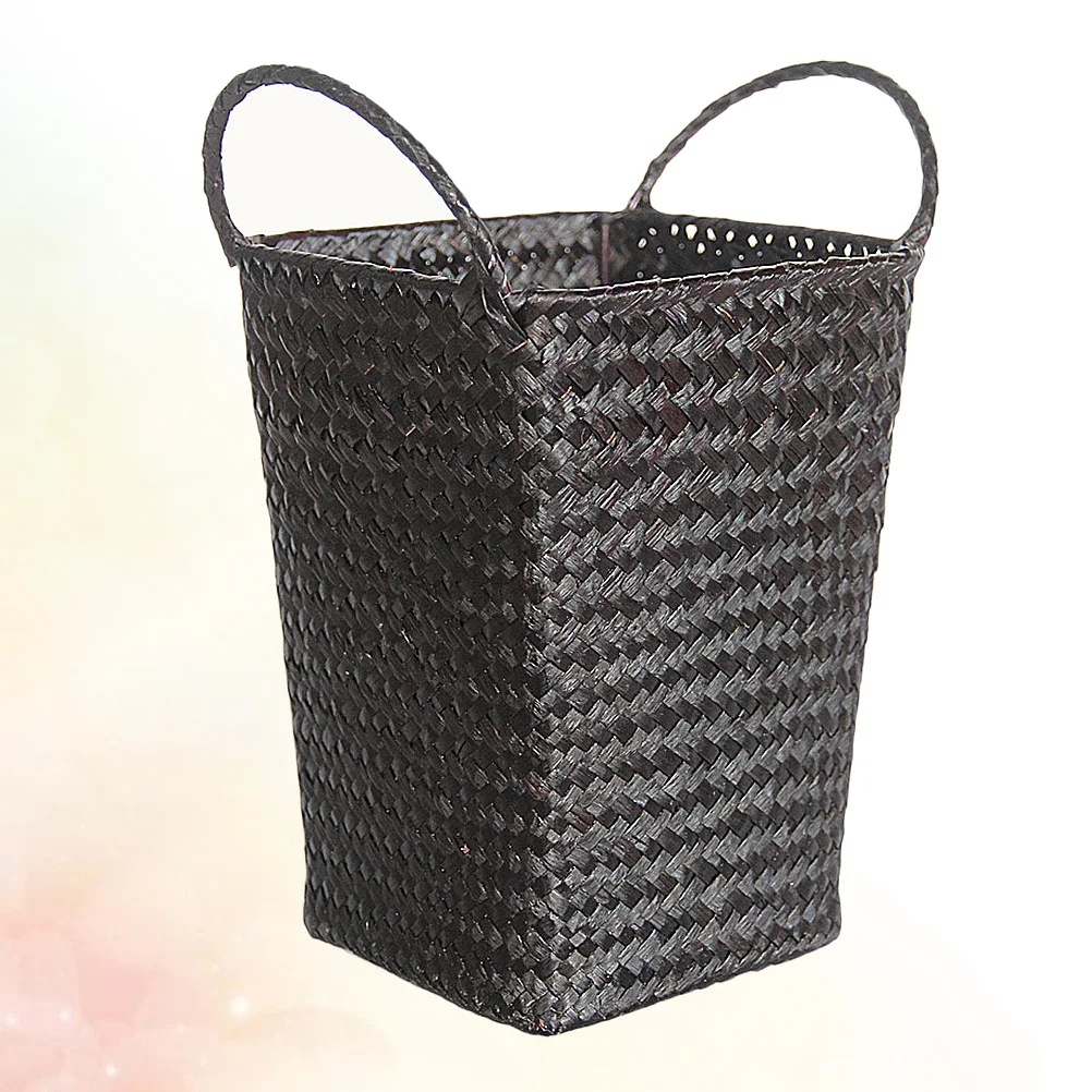 

Wicker Rattan Basket Black Size S Large Storage Basket For Towels Snacks Laundry Room Bedroom Bathroom Dorm Use Simulated