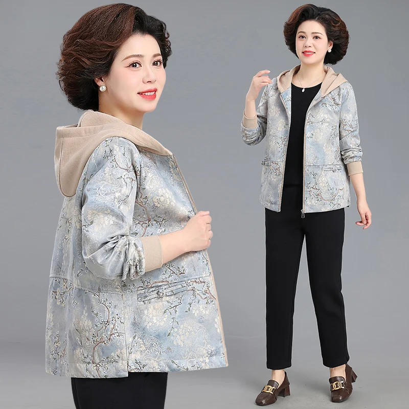 

Новая китайская весенняя куртка для мам, повседневная, для женщин среднего и старшего возраста, модная, свободного кроя, с вышивкой, в стиле кимоно