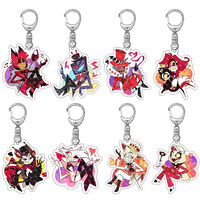 Cartoon Characters Hazbin Hotel Acrylic Keychain Accessories Trendy Bag Charm Cute Backpack Pendant Keyring Gifts For Friends