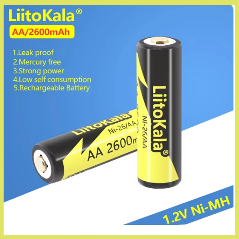 LiitoKala 1.2V AA 2600mAh Ni-MH Rechargeable Battery 1-16 Ni-26 For Temperature Gun