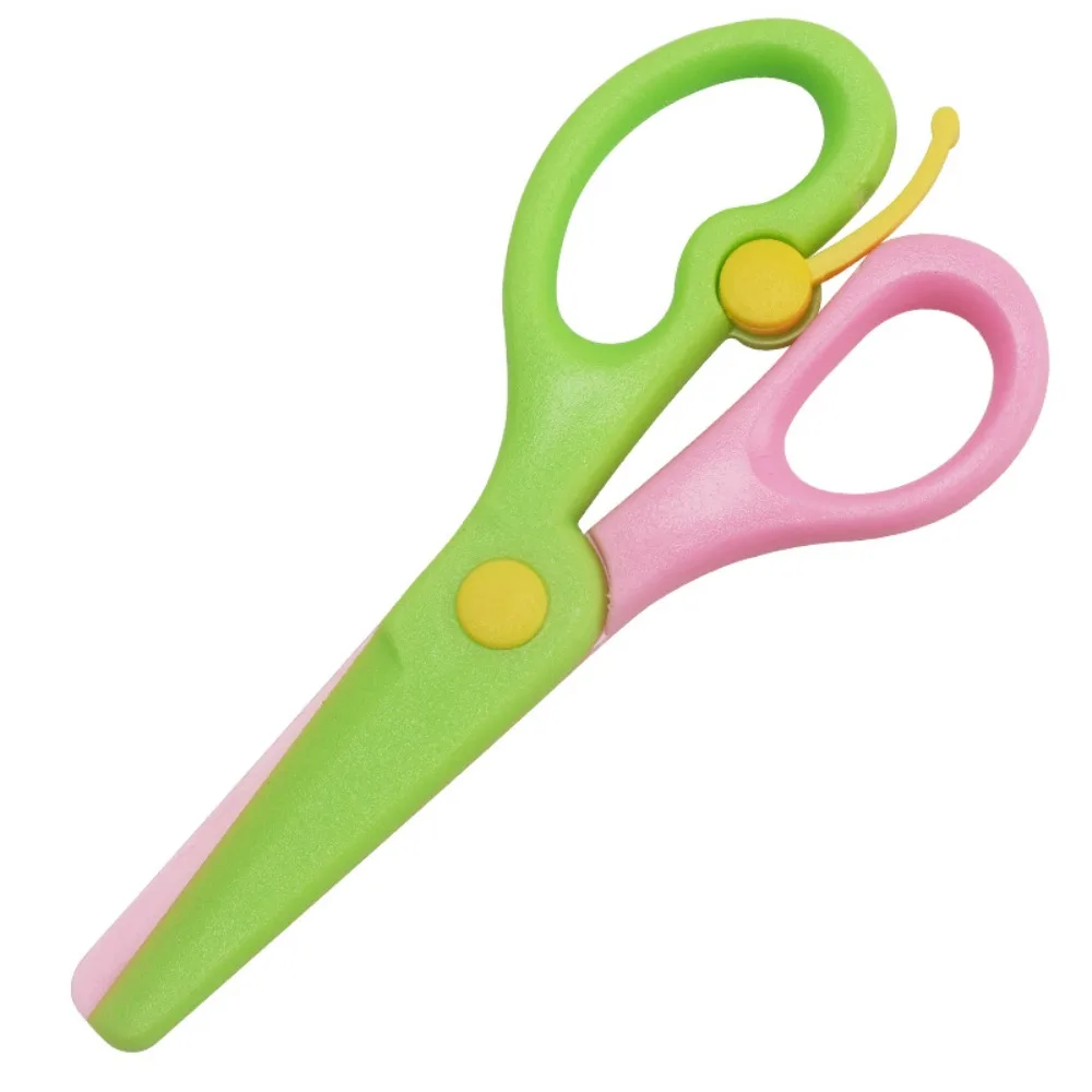 Plastic Kids Safety Scissors Comfort Grip Anti-Pinch Design Anti-Pinch Scissors Blunt Tip Preschool Training Scissors
