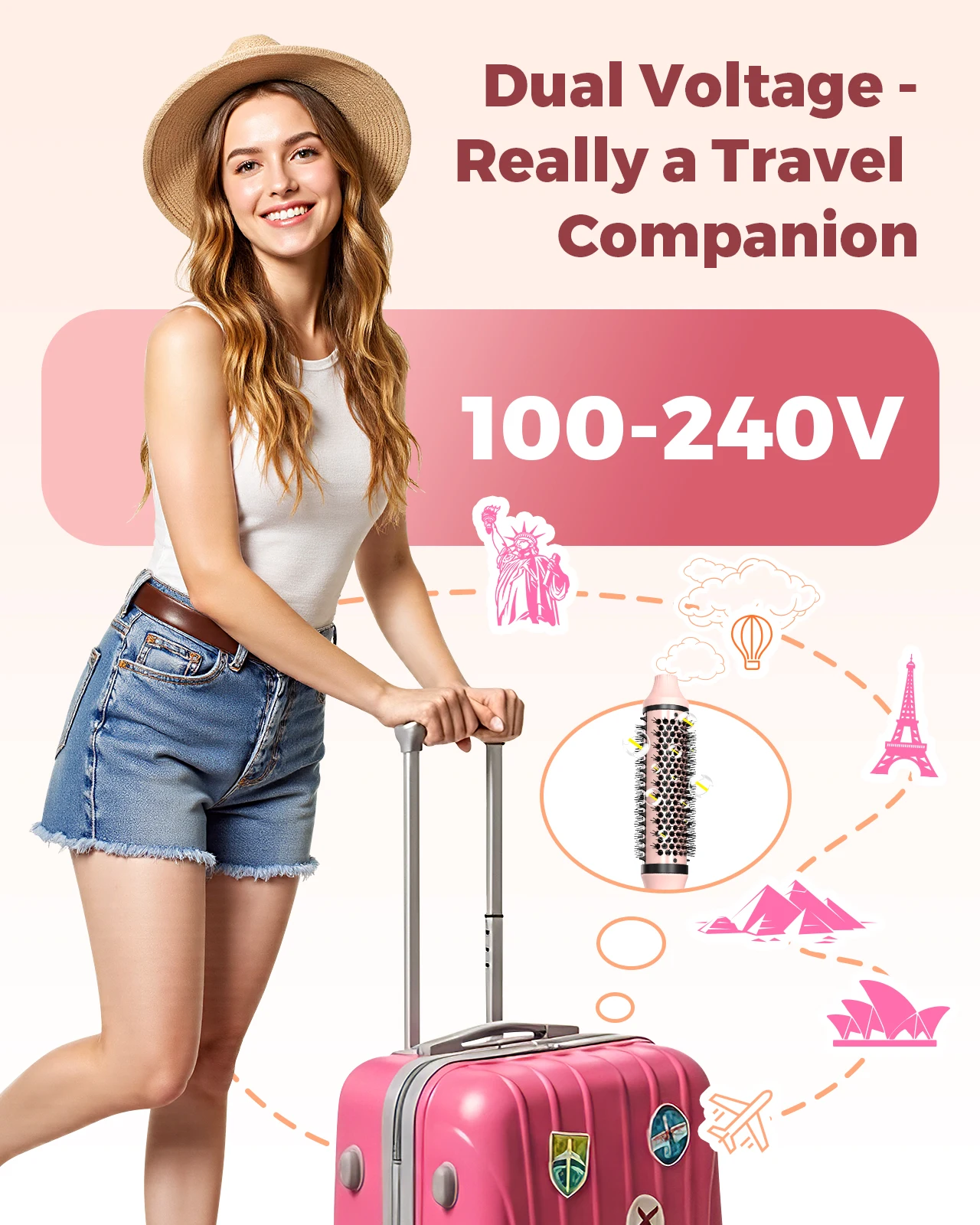 فرشاة بوبكال الحرارية 3 في 1 - فرشاة حرارية مستديرة مع شاشة رقمية، فرشاة تجعيد أيونية تقلل من التجعد، فرشاة حرارية #6