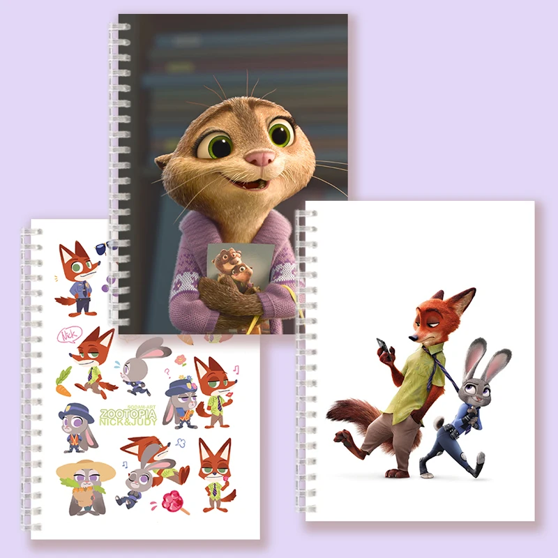 

A5 Spiral Notebook Amazing Zootopia Cartoon Nick Wilde Judy Hopps Anime Rabbit Fox Figure Writing Supply Pad Journal Stationery