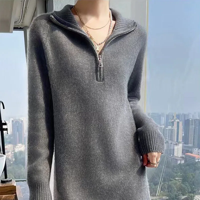 Knielengte truien voor dames truien truien dames unieke mock-tweedelige esthetiek kantoor dame prairie afslanken gebreide meisjes