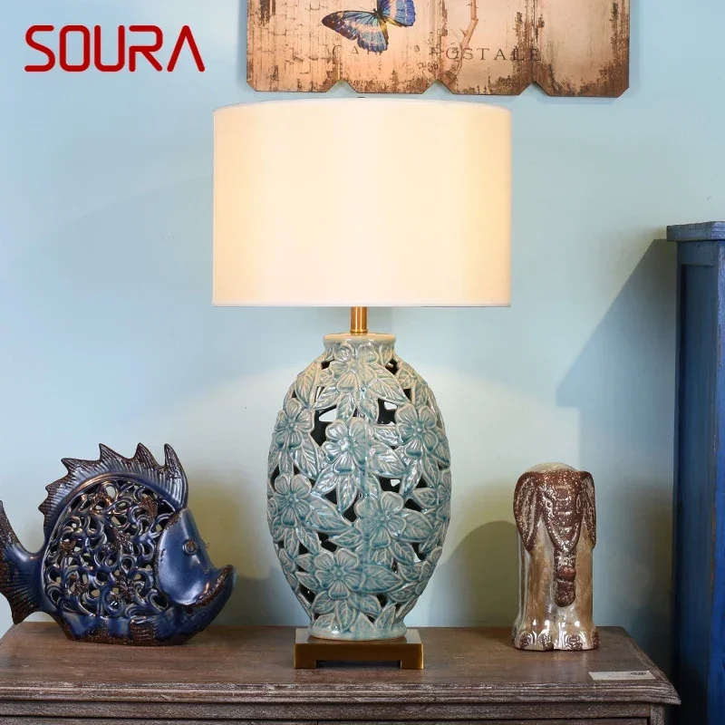 American CeramicTable Lamp Creativity Hollowing out Living Room Bedroom Study Hotel Engineering Designer Desk Light