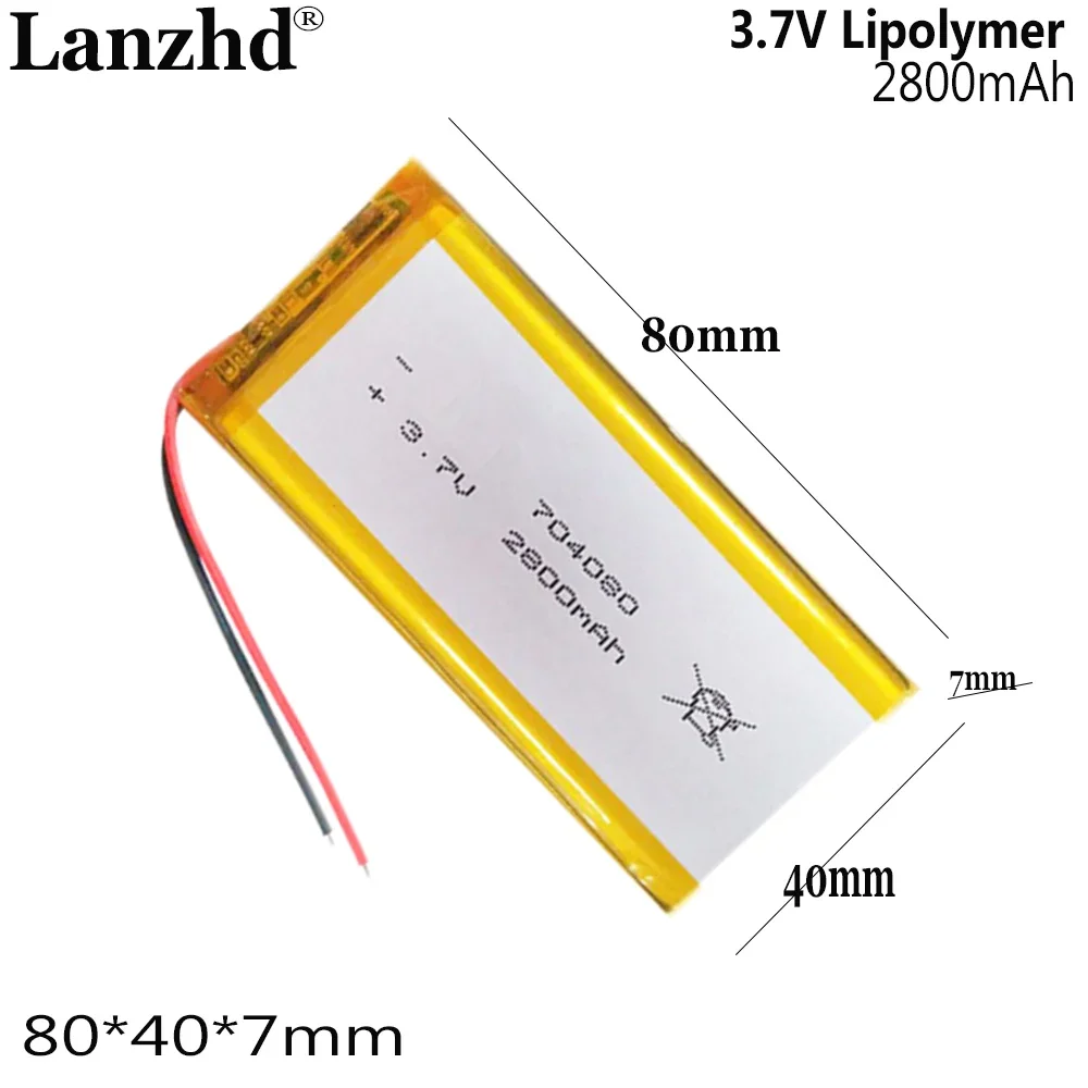 

3.7V Polymer lithium battery For built-in mobile power special cell 2800mah 704080 For GPS MP4