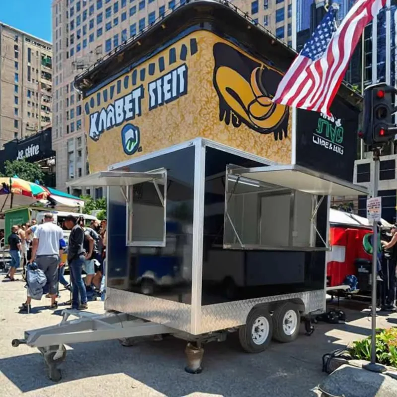Customized Mobile Trailers Trucks Fast Food Truck Fully Equipped Coffee Trailer Hot Dog Cart Fast Food Trailer With Kitchen