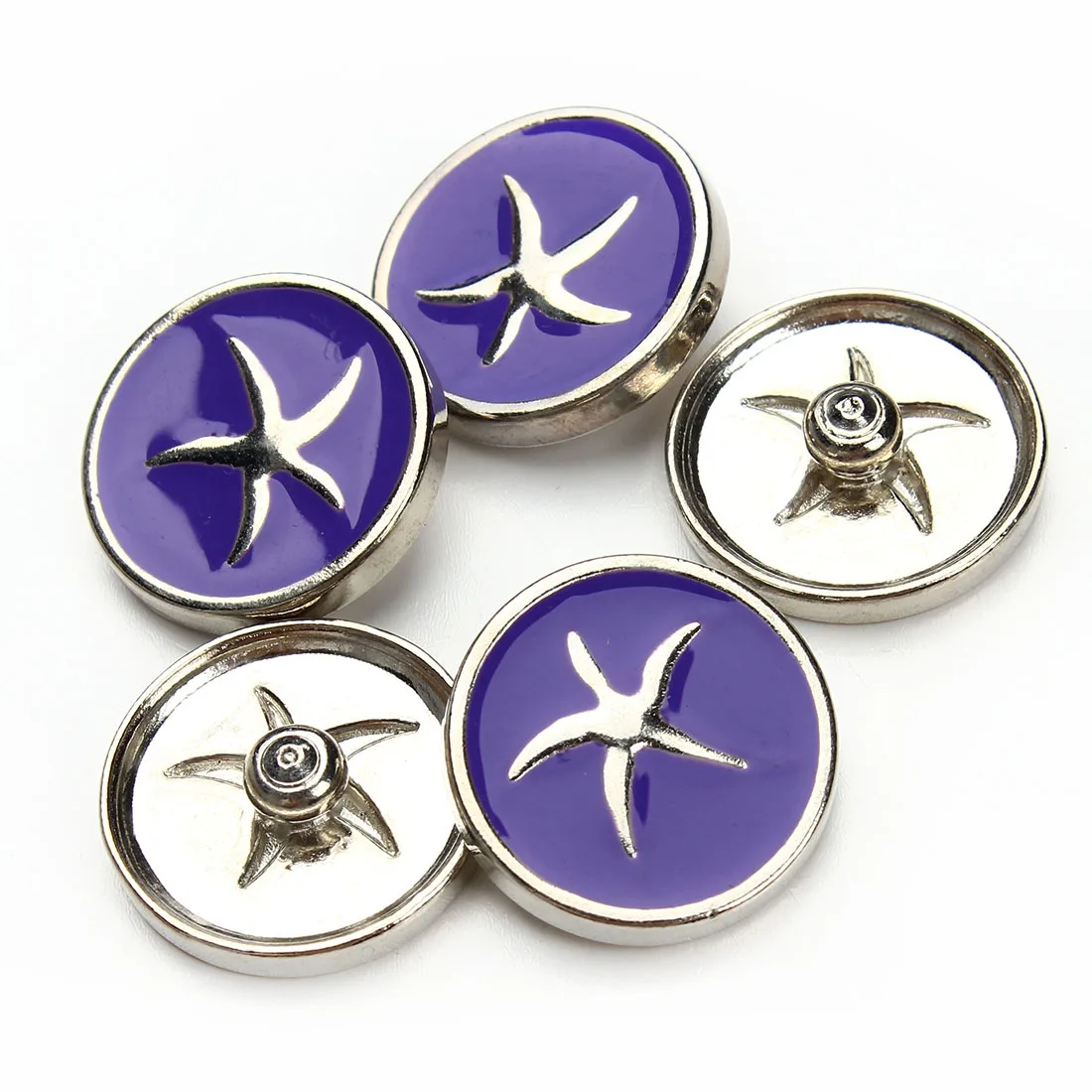 10pcs/pack Drip Oil Rhodium Round Star Button Cover For Women Men DIY Shirt Hat Making Decoration Accessories Wholesale