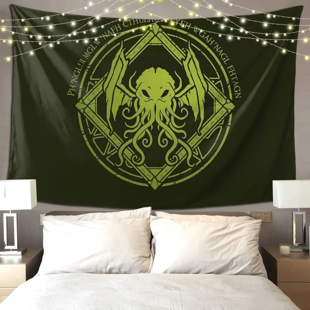 Cthulhu - Lovecraft - Chant Design Tapestry Funny Wall Hanging Aesthetic Home Decoration Tapestries for Living Room Bedroom