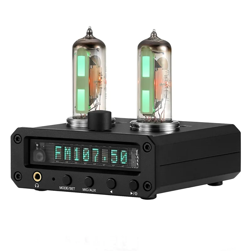 AS95-FM Radio VFD Clock Integrated P2-FM Magic 6E2 Preamp Stereo Headphone Amp With Sound Level Indicator AU Plug